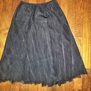 Elastic Waist Overlay A-Line  Skirt - S